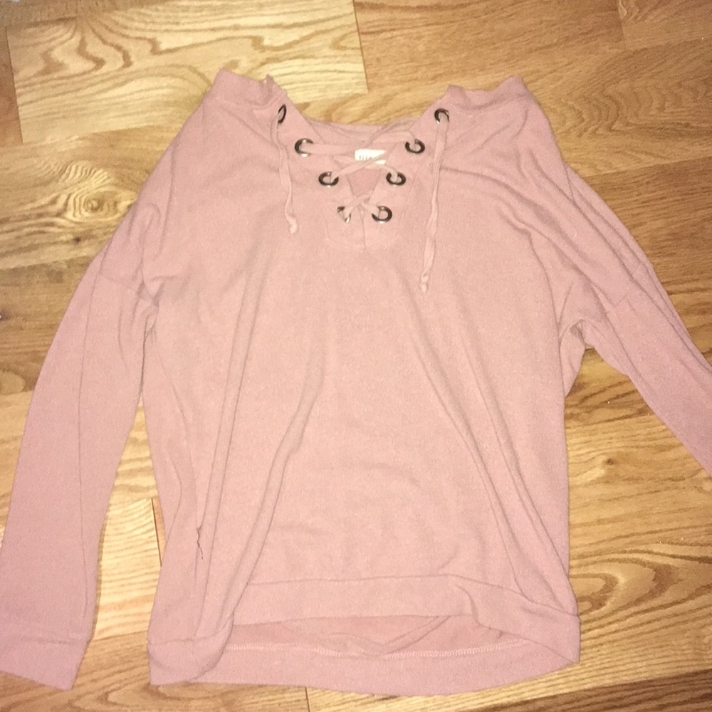 criss-cross pink sweater